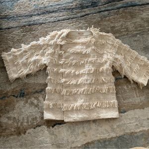 Hand woven beige-cream raw jacket